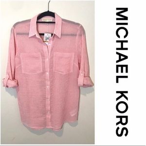 NWT Michael Kors Coral Button Up Blouse - Small
